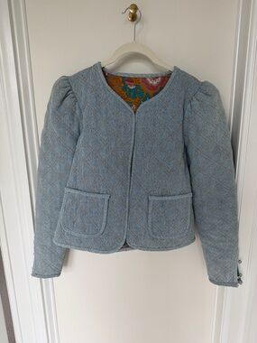 Love The Label Olivier Light Blue Denim Quilted Jacket - Reversible - size S